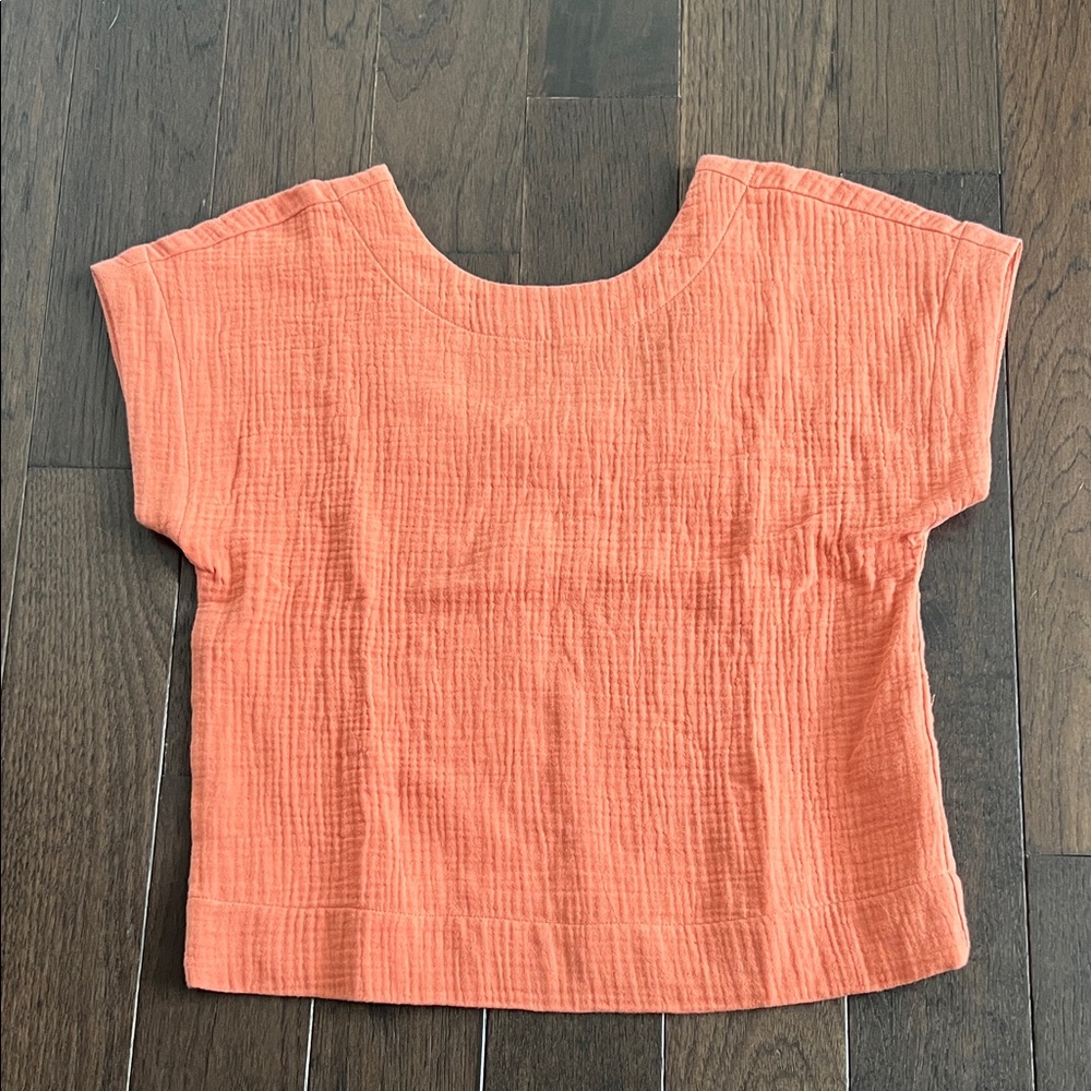 Madewell Coral Boxy Short Sleeve Crop Top